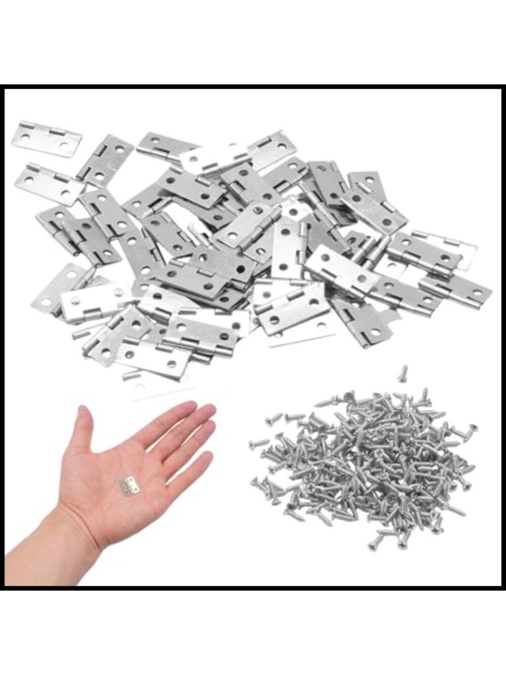 Mini Hinges 60Pcs with 240 Screws Iron Decorative Hinge Set for Dollhouse